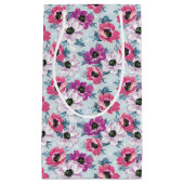 EleganzfarbBlumenmuster auf Blau Kleine Geschenktüte (Vorderseite)