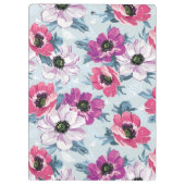 EleganzfarbBlumenmuster auf Blau Klemmbrett (Rückseite)