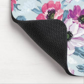 EleganzfarbBlumenmuster auf Blau Mousepad (Ecke)