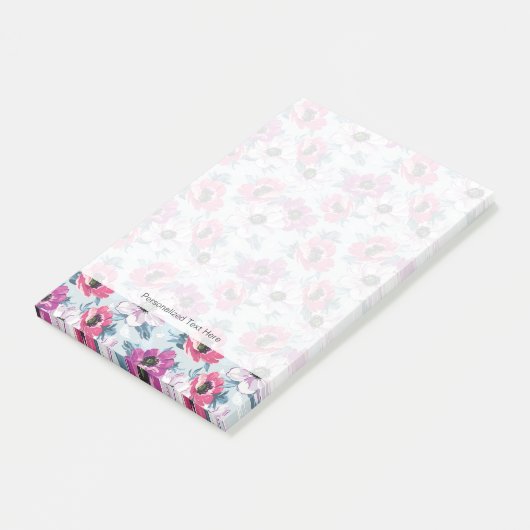 EleganzfarbBlumenmuster auf Blau Post-it Klebezettel (angewinkelt)