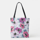 EleganzfarbBlumenmuster auf Blau Tasche (Rückseite)