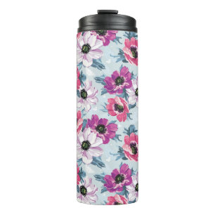 EleganzfarbBlumenmuster auf Blau Thermosbecher
