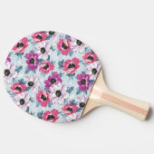 EleganzfarbBlumenmuster auf Blau Tischtennis Schläger (Seitenansicht)