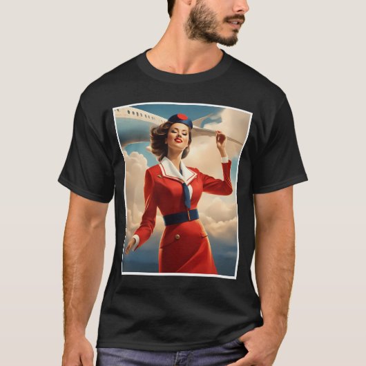 Eleganzflug: Skandinavische Stewardess taucht auf T-Shirt (Vorderseite)