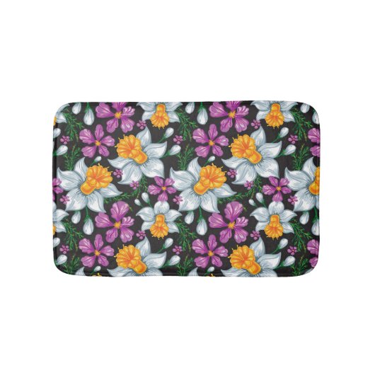 Eleganzmuster mit Narzissen-Blumen 2 Badematte (Vorderseite)
