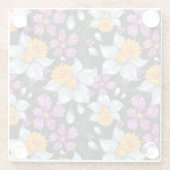Eleganzmuster mit Narzissen-Blumen 2 Glasuntersetzer (Rückseite)