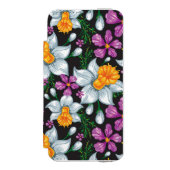 Eleganzmuster mit Narzissen-Blumen 2 Incipio iPhone Geldbeutel-Hülle (Folio Vorderseite)