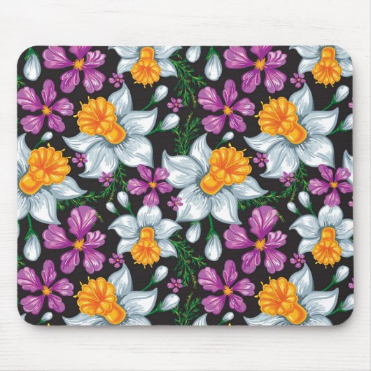 Eleganzmuster mit Narzissen-Blumen 2 Mousepad (Vorne)