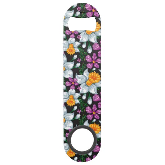 Eleganzmuster mit Narzissen-Blumen 2 Speedflaschenöffner (Vorderseite)