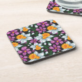 Eleganzmuster mit Narzissen-Blumen 2 Untersetzer (Linke Seite)