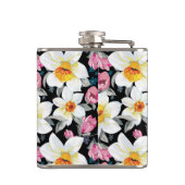 Eleganzmuster mit Narzissen-Blumen Flachmann (Rückseite)