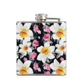 Eleganzmuster mit Narzissen-Blumen Flachmann (Rückseite)