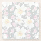 Eleganzmuster mit Narzissen-Blumen Glasuntersetzer (Rückseite)