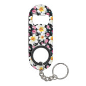 Eleganzmuster mit Narzissen-Blumen Mini Flaschenöffner (Rückseite)