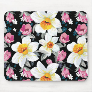 Eleganzmuster mit Narzissen-Blumen Mousepad