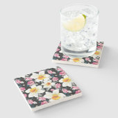 Eleganzmuster mit Narzissen-Blumen Steinuntersetzer (Seitenansicht)