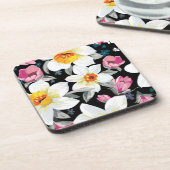 Eleganzmuster mit Narzissen-Blumen Untersetzer (Linke Seite)