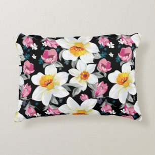 Eleganzmuster mit Narzissen-Blumen Zierkissen