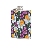 Eleganzmuster mit Narzissenblumen 2 Flachmann (Links)