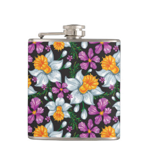 Eleganzmuster mit Narzissenblumen 2 Flachmann