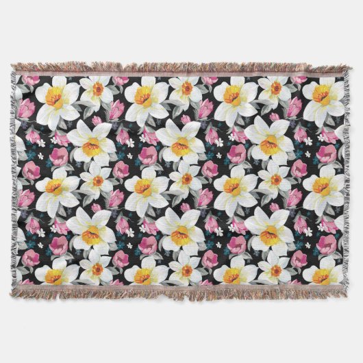 Eleganzmuster mit Narzissenblumen Decke (Vorderseite)