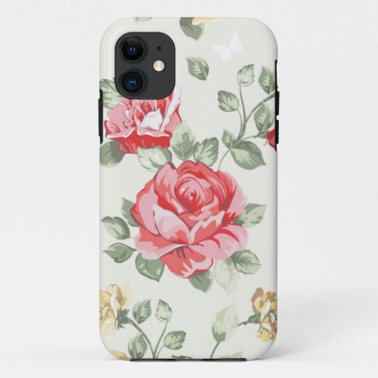 Eleganztapetenmuster der rosa Rosen Case-Mate iPhone Hülle (Rückseite)