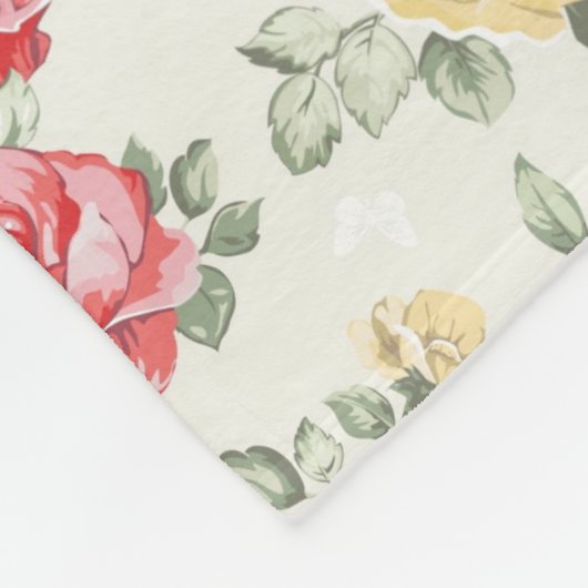 Eleganztapetenmuster der rosa Rosen Fleecedecke (Ecke)