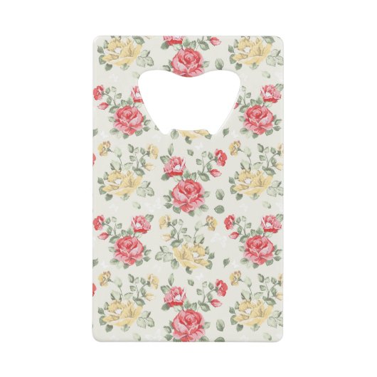 Eleganztapetenmuster der rosa Rosen Geldkarten Flaschenöffner (Vorderseite)