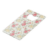 Eleganztapetenmuster der rosa Rosen Geldkarten Flaschenöffner (Rückseite Schrägansicht)