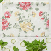 Eleganztapetenmuster der rosa Rosen Geschirrtuch (Gefaltet)