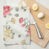 Eleganztapetenmuster der rosa Rosen Geschirrtuch (Viertel Falte)