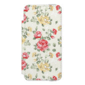 Eleganztapetenmuster der rosa Rosen Incipio iPhone Geldbeutel-Hülle (Folio Vorderseite)