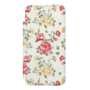 Eleganztapetenmuster der rosa Rosen Incipio Watson™ iPhone 5 Geldbörsen Hülle