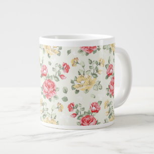 Eleganztapetenmuster der rosa Rosen Jumbo-Tasse