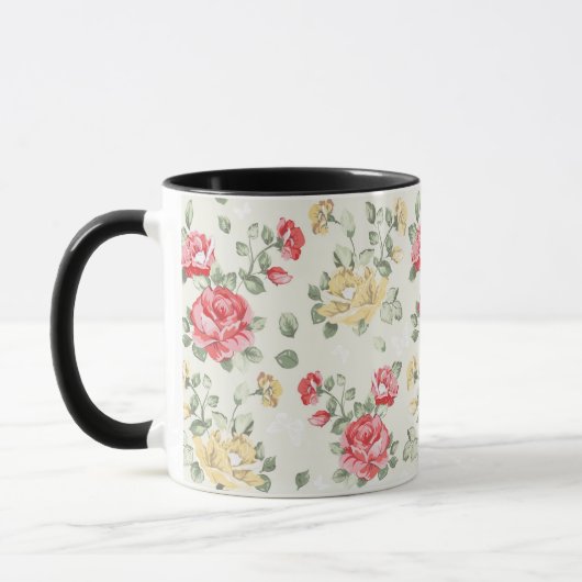 Eleganztapetenmuster der rosa Rosen Tasse (Links)