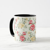 Eleganztapetenmuster der rosa Rosen Tasse (Vorderseite Links)