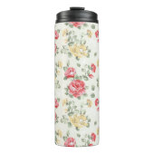 Eleganztapetenmuster der rosa Rosen Thermosbecher (Vorderseite)
