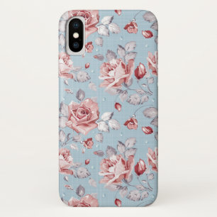 Eleganztapetenmuster von rosa Rosen 2 iPhone X Hülle