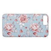 Eleganztapetenmuster von rosa Rosen 2 Case-Mate iPhone Hülle (Rückseite (Horizontal))