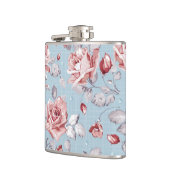 Eleganztapetenmuster von rosa Rosen 2 Flachmann (Links)