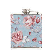 Eleganztapetenmuster von rosa Rosen 2 Flachmann (Rückseite)