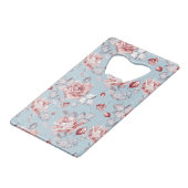 Eleganztapetenmuster von rosa Rosen 2 Geldkarten Flaschenöffner (Vorderseite Schrägansicht)