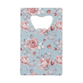 Eleganztapetenmuster von rosa Rosen 2 Geldkarten Flaschenöffner (Rückseite)