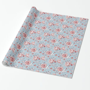 Eleganztapetenmuster von rosa Rosen 2 Geschenkpapier