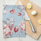 Eleganztapetenmuster von rosa Rosen 2 Geschirrtuch (Viertel Falte)