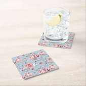 Eleganztapetenmuster von rosa Rosen 2 Rechteckiger Pappuntersetzer (Vor Ort)