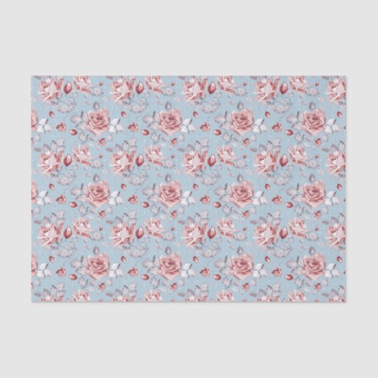 Eleganztapetenmuster von rosa Rosen 2 Seidenpapier (Vorderseite)