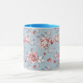 Eleganztapetenmuster von rosa Rosen 2 Tasse (Zentrum)