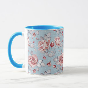 Eleganztapetenmuster von rosa Rosen 2 Tasse