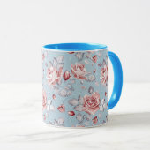 Eleganztapetenmuster von rosa Rosen 2 Tasse (VorderseiteRechts)